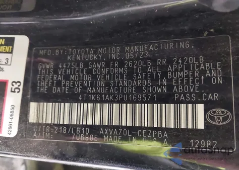 2023 Toyota Camry Xse from USA, damaged, VIN 4T1K61AK3PU169571